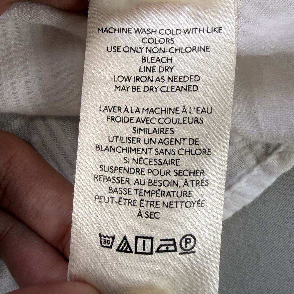 PILCRO Anthropologie Theresa Laced Back Button Up SMALL White Top Textured Boho - Picture 13 of 14